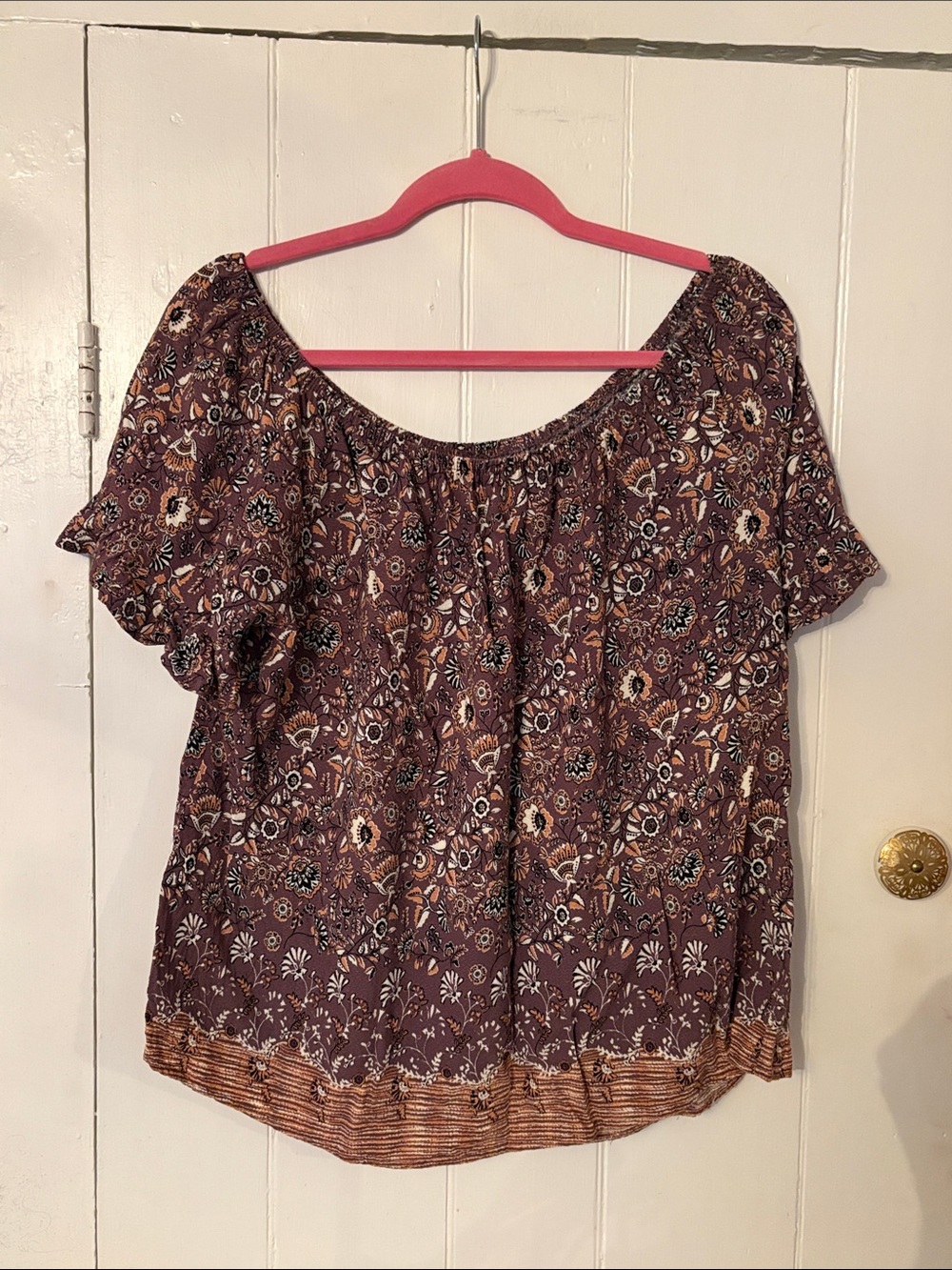 Knox Rose Purple Floral Off-Shoulder Blouse XL